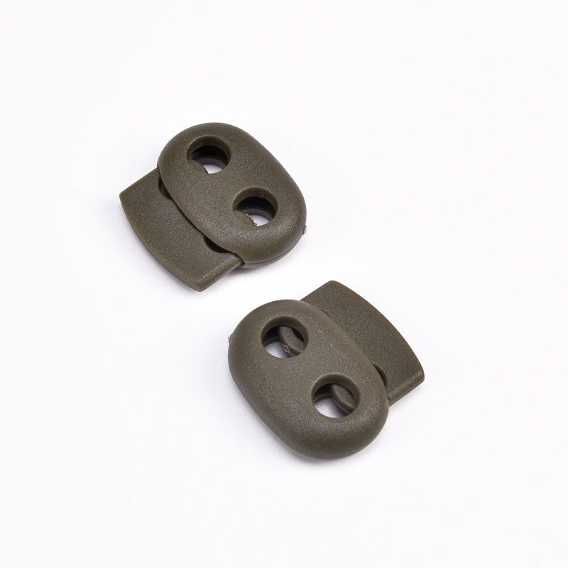 Фиксатор для шнура пластиковый на 2 отверстия, 22х17 мм, Хаки (SEW-051937)