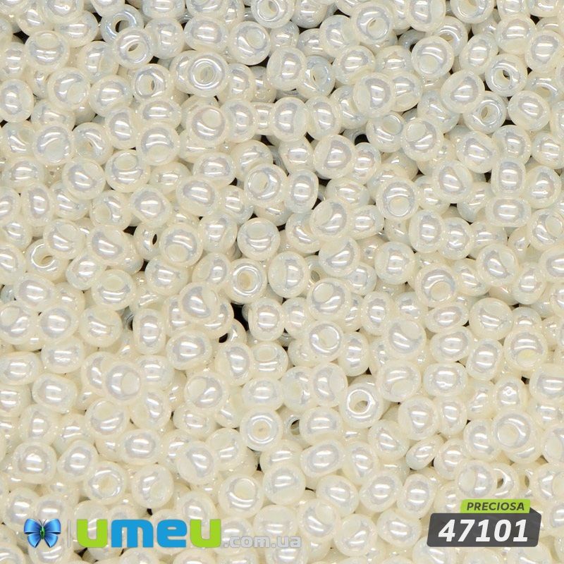Бісер чеський №566/47101, Молочний, Перламутровий, 10/0 (BIS-043919)