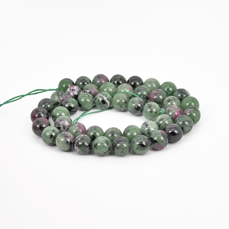 Намистини Рубін у цоїзиті, Натур. камінь, 8,5 мм, Круглі (BUS-058024)