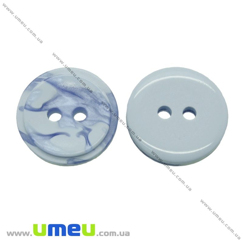 Пуговица пластиковая Круглая, 15 мм, Голубая (PUG-021392)
