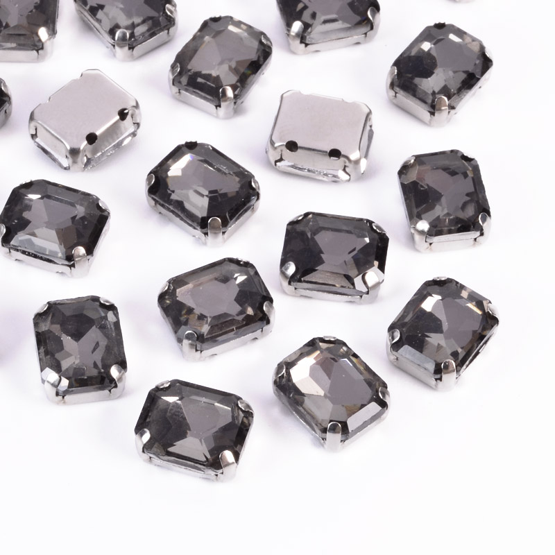 Шатон прямоугольный, 10х8 мм, Темное серебро, Серый (KAB-052908)