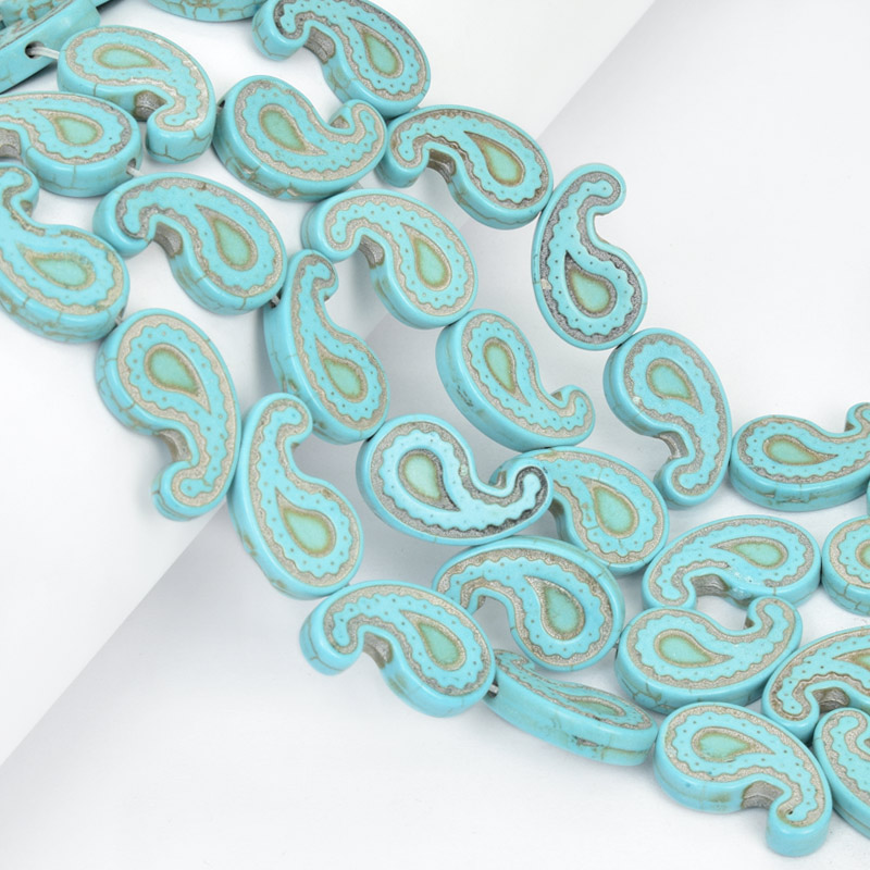 Намистини Бірюза пофарбована, Синт. камінь, 21х13х4 мм, Пуголовок (BUS-057568)