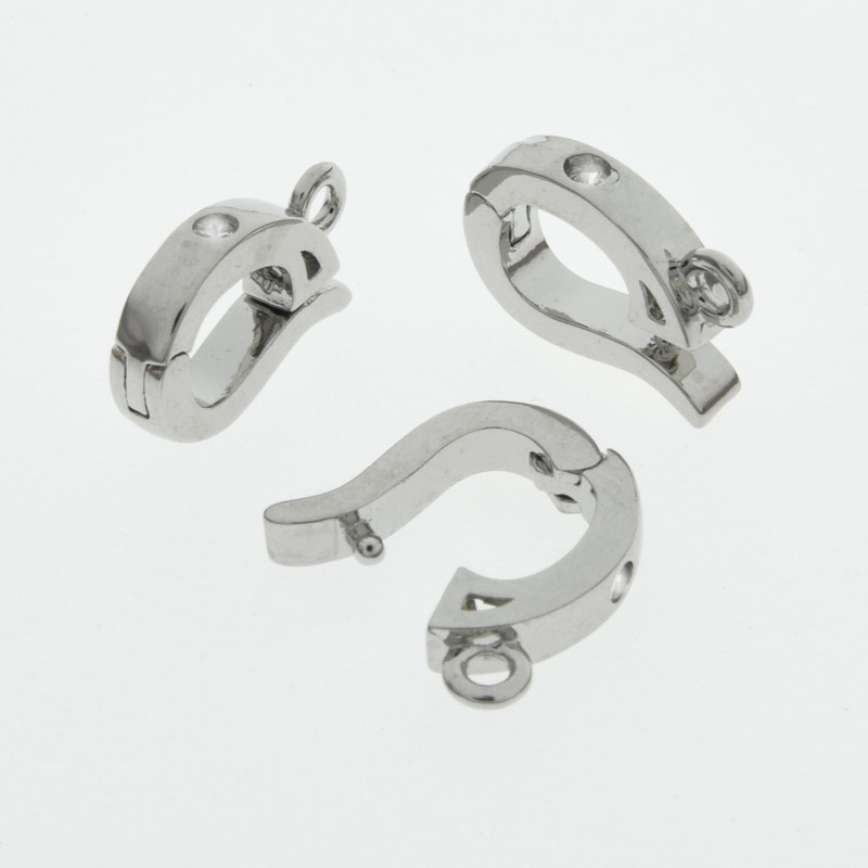 Бейл знімний, 12х8х2,5 мм, Латунь з покриттям Родій, Куб. цирконій (OSN-058468)