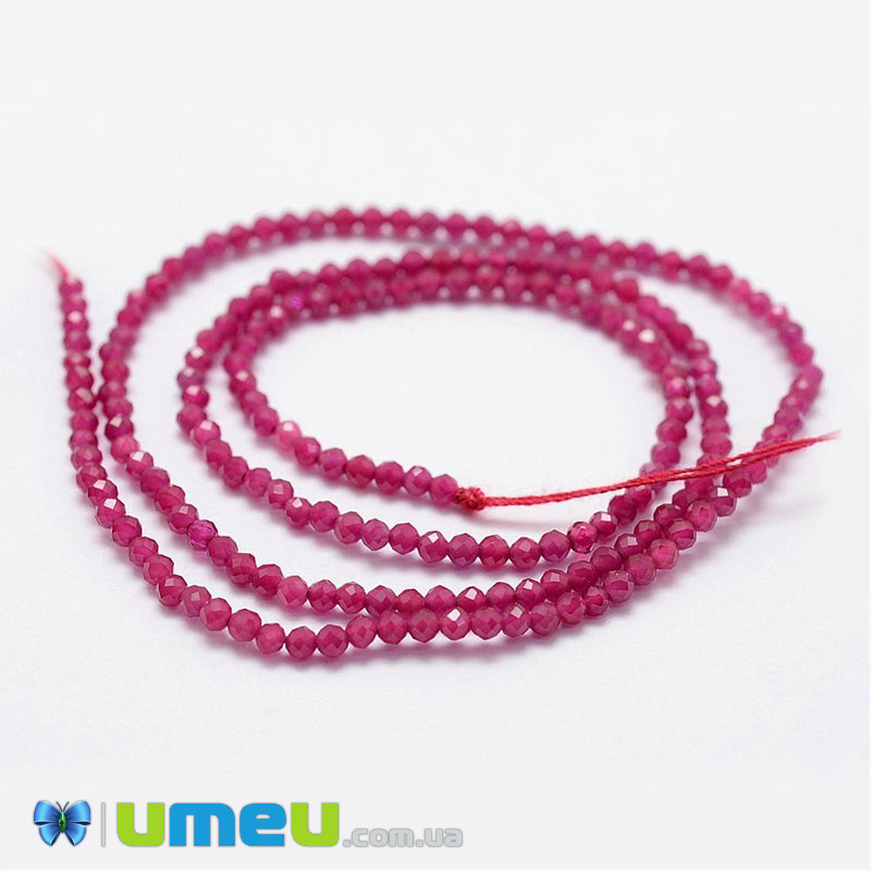 Намистини Рубін синтетичний, 2 мм, Круглі грановані (BUS-040882)