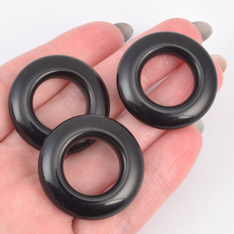 Подвеска Кольцо, Натур. камень Обсидиан, 30х7 мм (POD-057972)