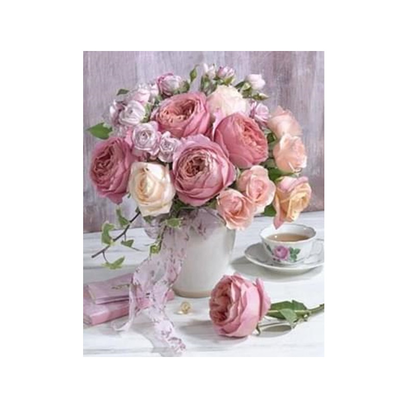 Набір алмазного живопису на підрамнику 30х40 см, Чайні троянди (SXM-056322)
