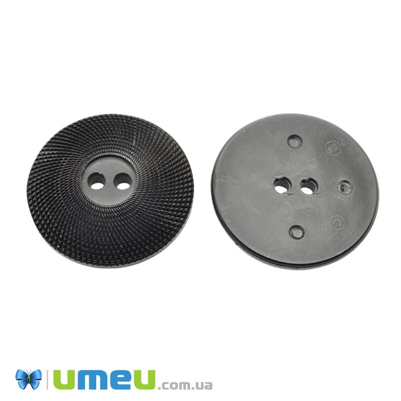 Пуговица пластиковая Круглая, 34 мм, Черная (PUG-046337)