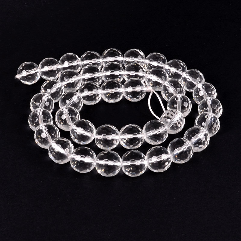 Намистини Кварц прозорий, Натур. камінь, 10 мм, Круглі грановані (BUS-051651)