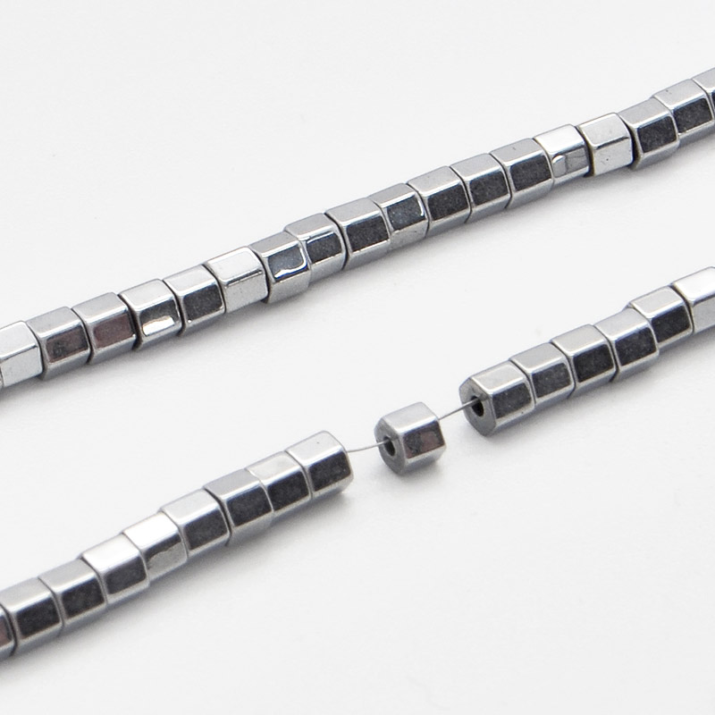 Намистини Гематит, Натур. камінь, 2,5 мм, Циліндр, З покриттям, Ірис (BUS-051765)