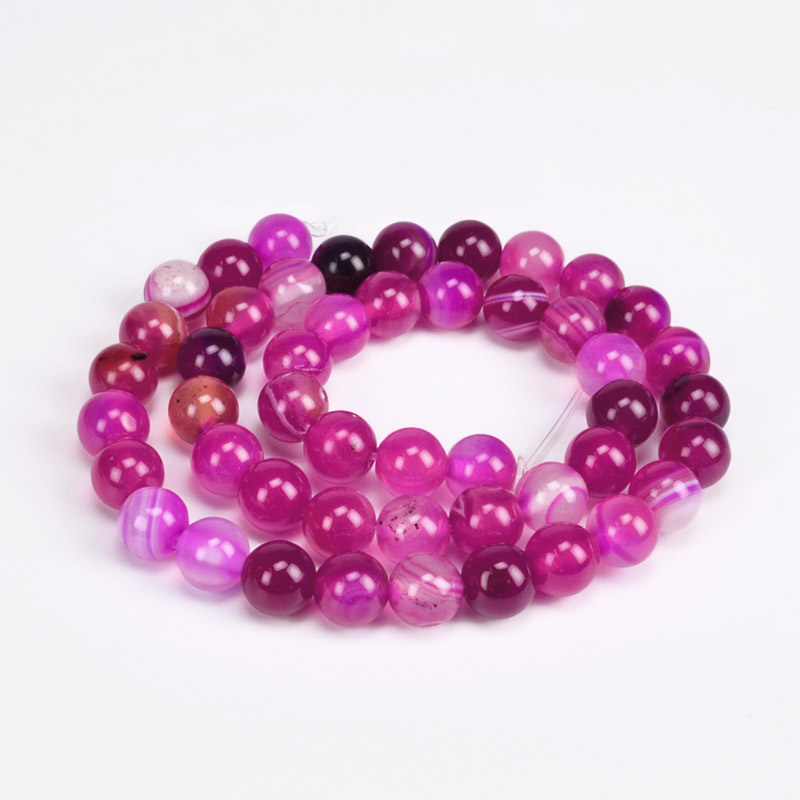 Намистини Агат малиновий, Натур. камінь, 8 мм, Круглі (BUS-051661)