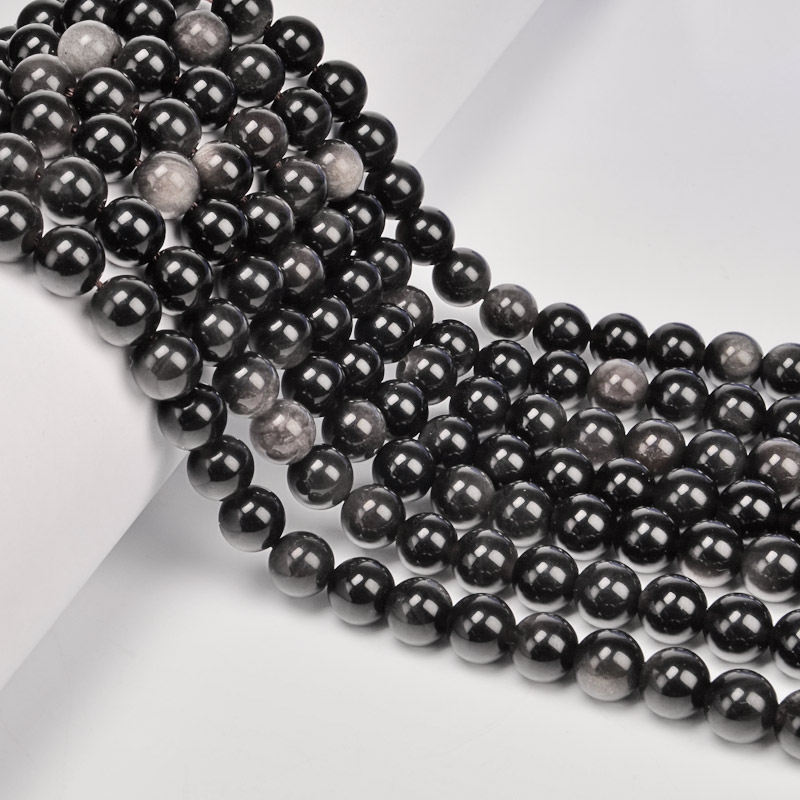 Намистини Обсидіан чорний, Натур. камінь, 8,5 мм, Круглі (BUS-053987)
