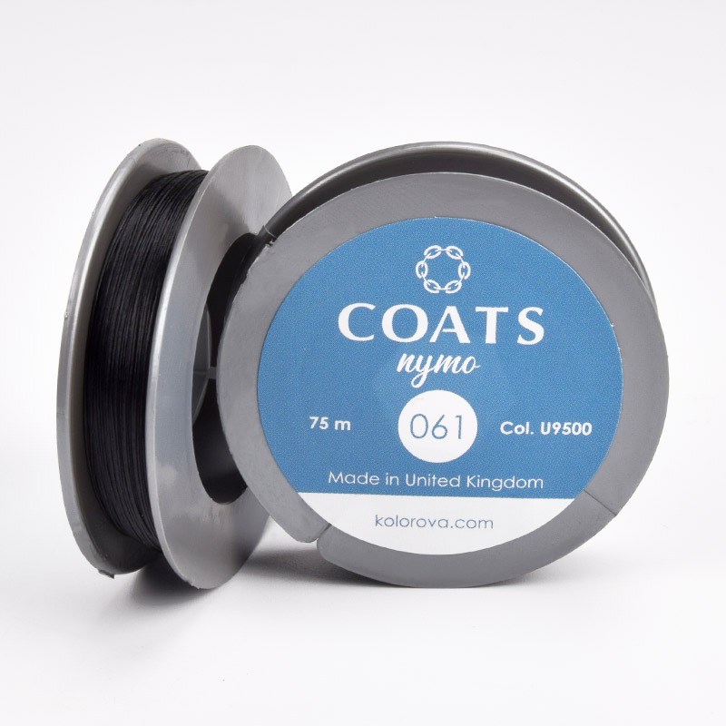 Нитка для бісеру COATS Nymo 061, Чорна, 75 м (MUL-060564)