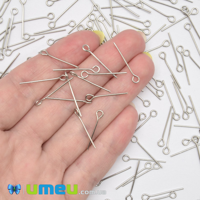 Булавки из нерж. стали, 20 мм, Темное серебро (STL-056217)