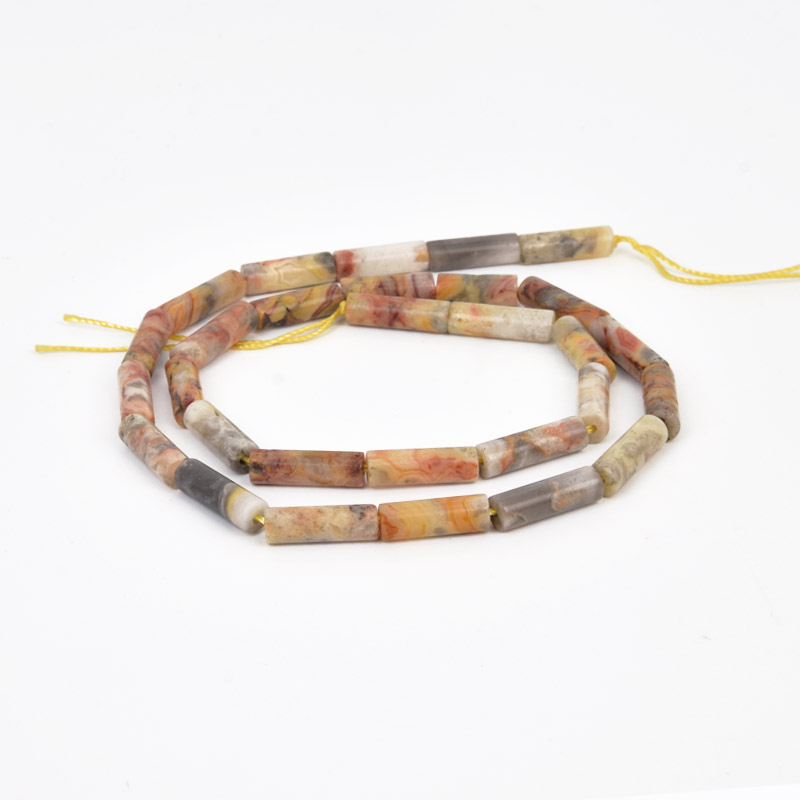 Намистини Агат мереживний (Crazy Agate), Натур. камінь, 13-14 мм, 39 см, Боченок (BUS-058161)