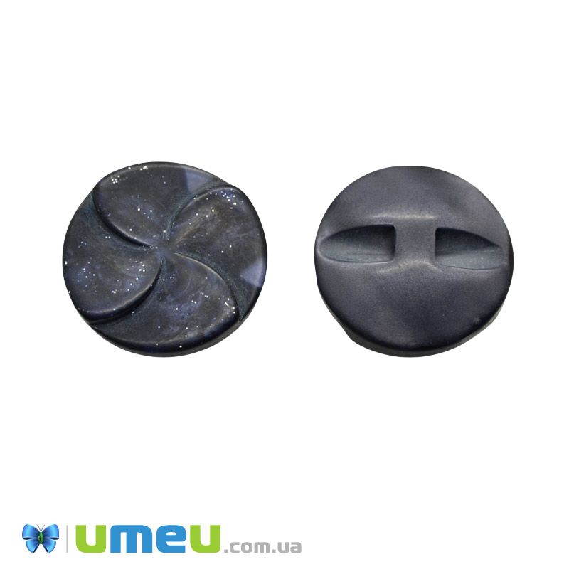 Гудзик пластиковий на півніжці Круглий, 21 мм, Синій (PUG-046379)