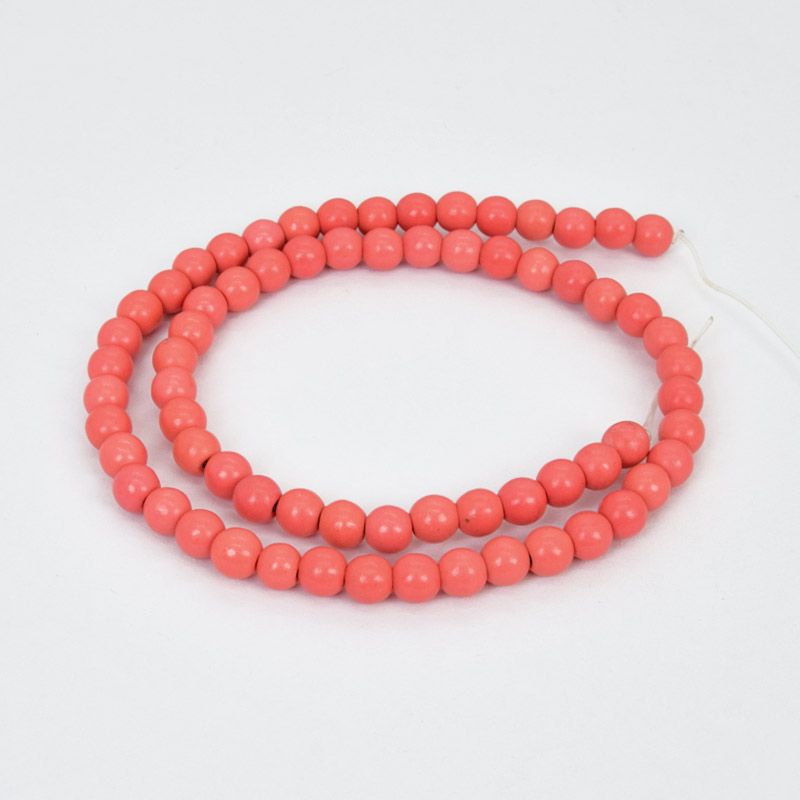 Намистини Корал пофарбований, Синт. камінь, 6,5 мм, Круглі (BUS-057520)