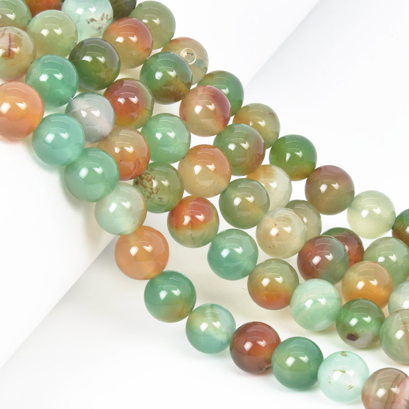 Намистини Агат павичевий, Натур. камінь, 10 мм, Круглі (BUS-058067)