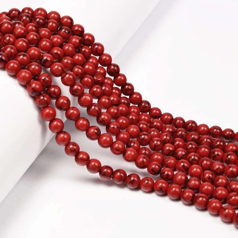 Бусины Говлит окрашенный, Натур. камень, 6,5 мм, Круглые (BUS-053967)