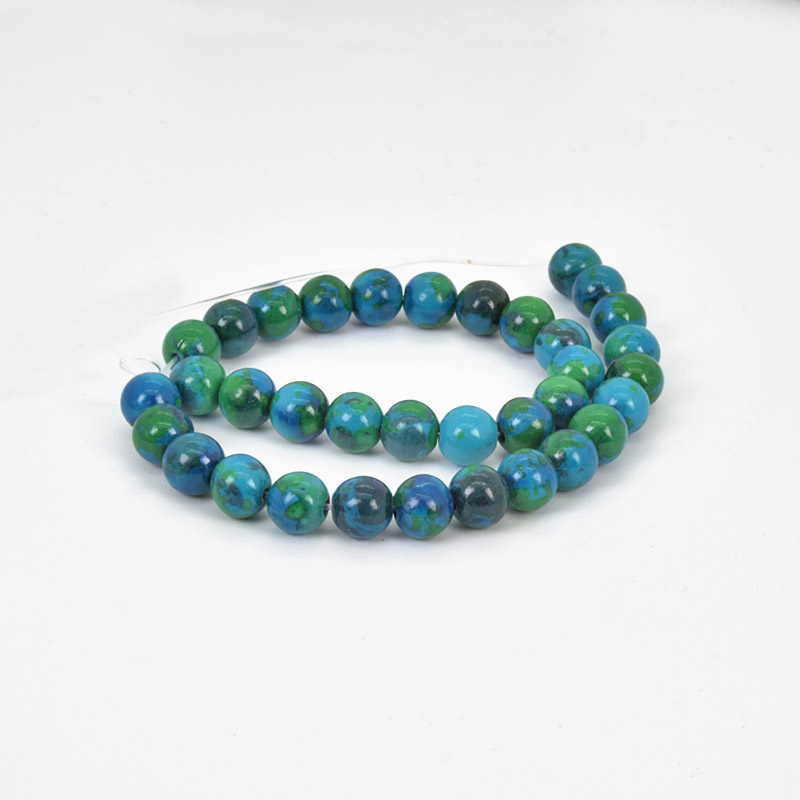 Намистини Хризоколла, Синт. камінь, 8 мм, Круглі, 26 см (BUS-058055)