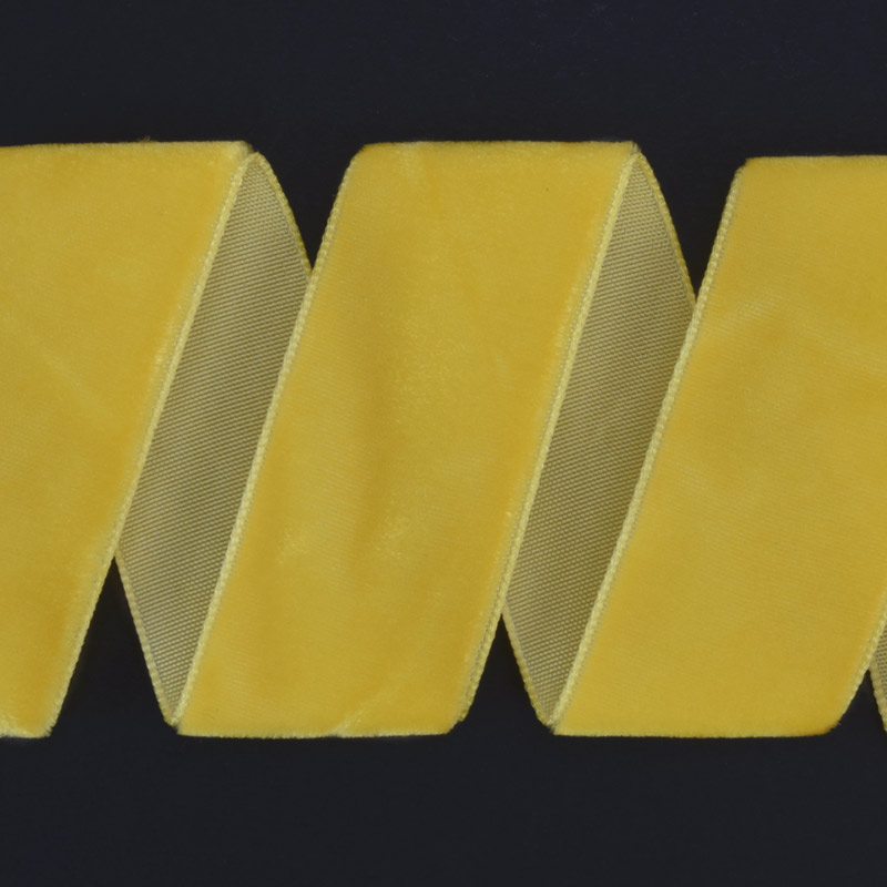 Стрічка оксамитова, 25 мм, Жовта (LEN-061433)