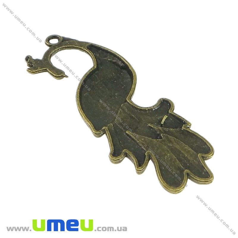 Підвіска метал. Павич, 60х22 мм, Антична бронза (POD-021103)