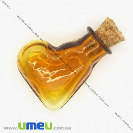 Стеклянная баночка Сердце, Коричневая, 24х20 мм (DIF-006683)