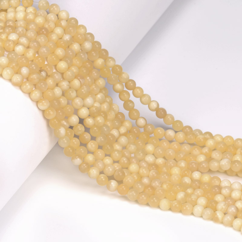 Намистини Нефрит жовтий, Натур. камінь, 4,5 мм, Круглі (BUS-056089)