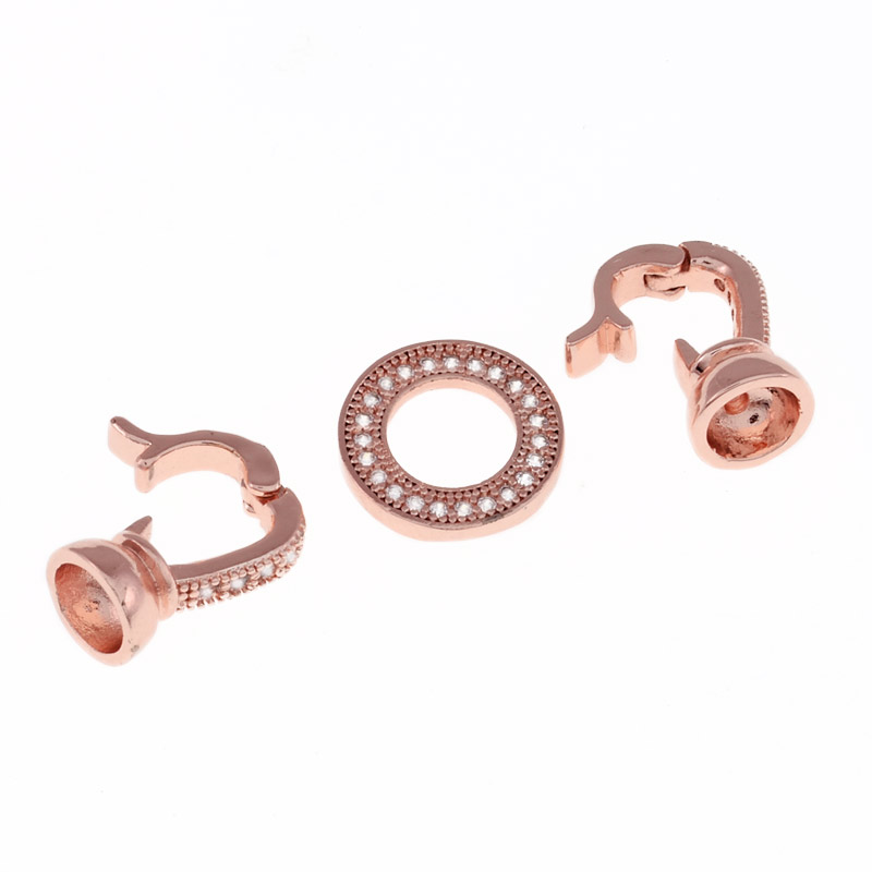 Застібка, 32х14 мм, Латунь з покриттям 18 kt, Куб. цирконій, Рожеве золото (ZAM-058400)