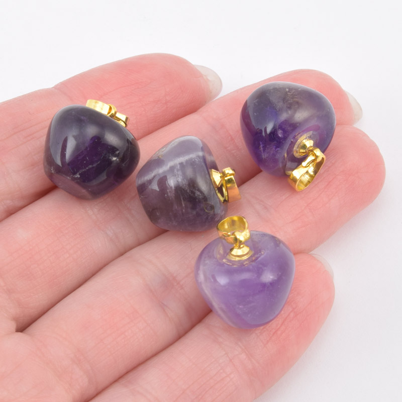 Підвіска Яблуко, Натур. камінь Аметист, 14,5х14 мм (POD-058581)