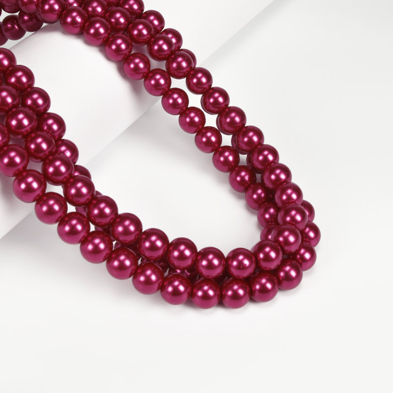 Бусины стеклянные Жемчуг, 10 мм, Малиновые, Круглые (BUS-056710)