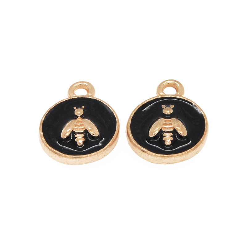 Подвеска метал. Круглая с пчелой (двухстор.), 14,5х11,5 мм, Золото (POD-054680)