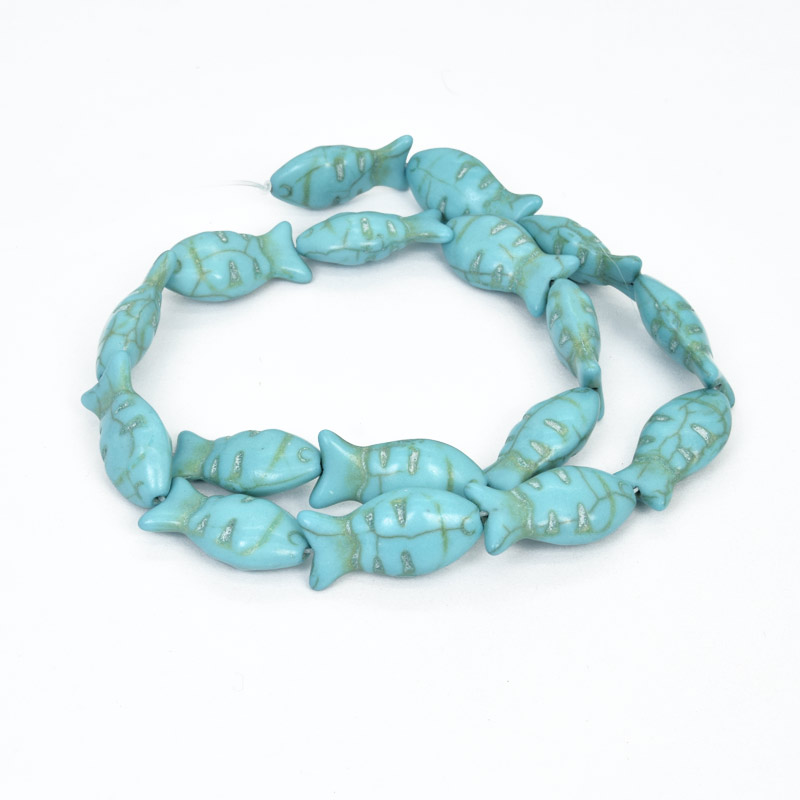 Намистини Бірюза пофарбована, Синт. камінь, 23х12х7 мм, Рибка (BUS-057566)