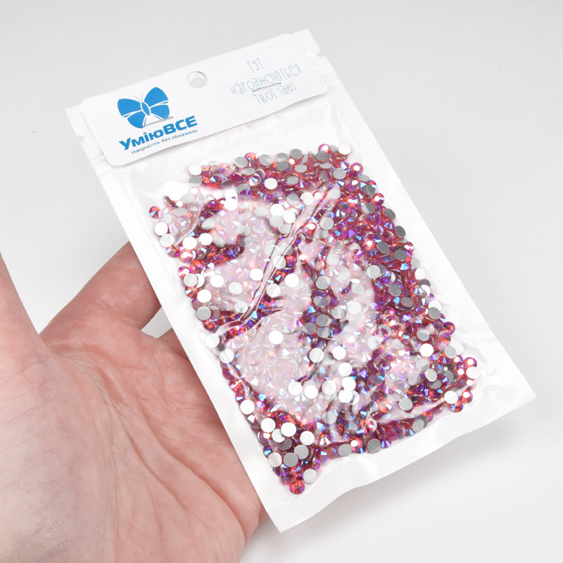 Стрази плоскі SS16 (3,8 мм), Малинові AB (STR-061351)