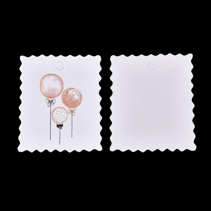 Бирки для подарков с принтом, 50х40 мм, Белые (UPK-056274)