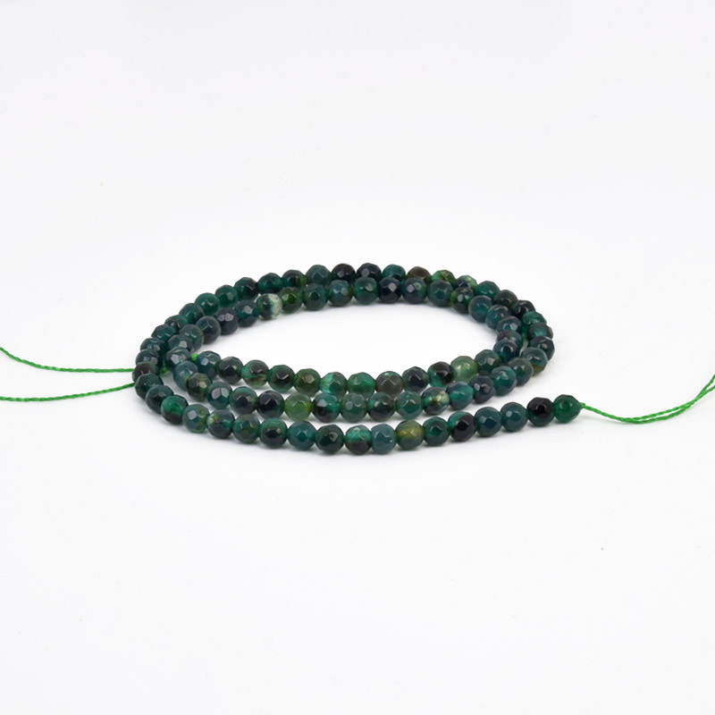 Бусины Агат зеленый, Натур. камень, 4 мм, Круглые граненые (BUS-058186)