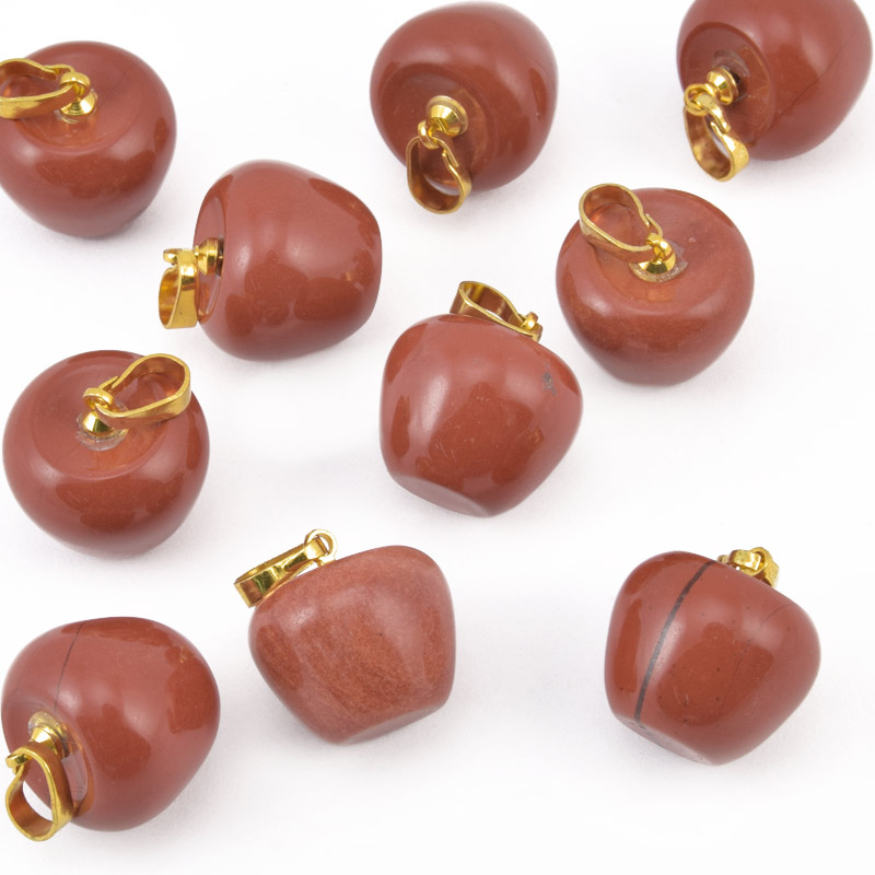 Підвіска Яблуко, Натур. камінь Яшма червона, 14,5х14 мм (POD-058584)