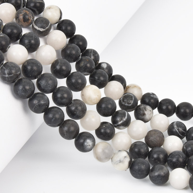 Намистини Яшма зебра, Натур. камінь, 8 мм, Круглі (BUS-058039)