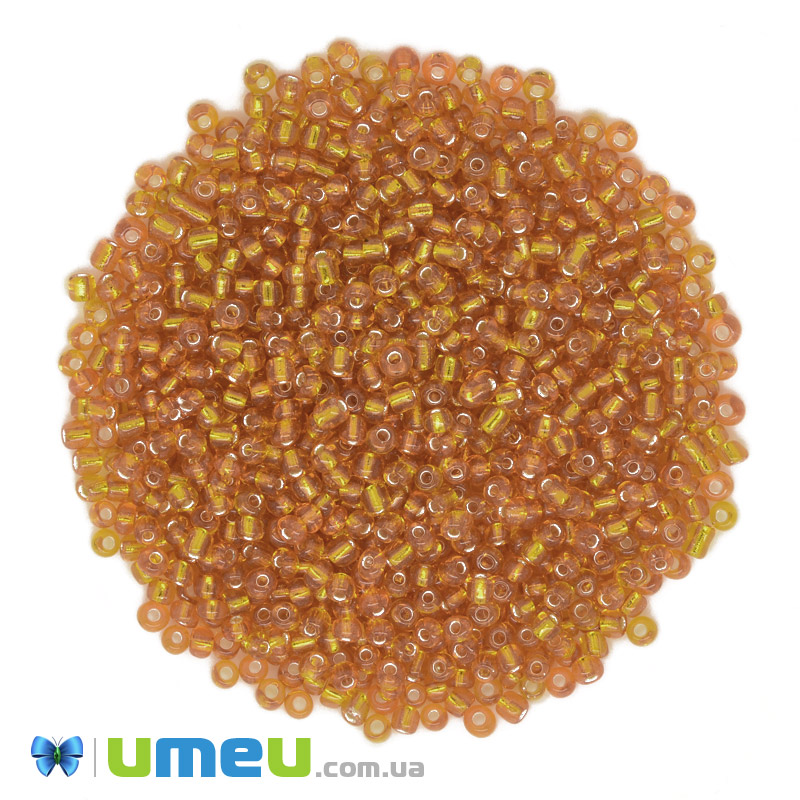 Бісер китайський середній, 8/0, Помаранчевий блискучий, 3 мм (BIS-039298)