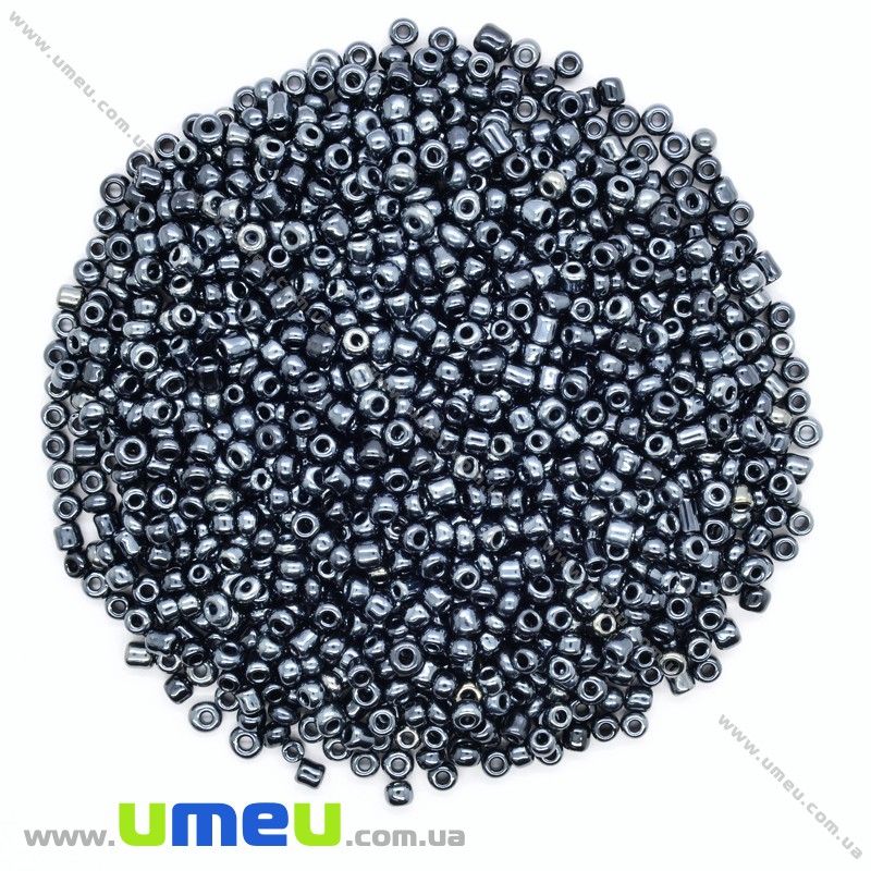 Бісер китайський середній, 8/0, Мокрий асфальт перламутровий, 3 мм (BIS-026148)