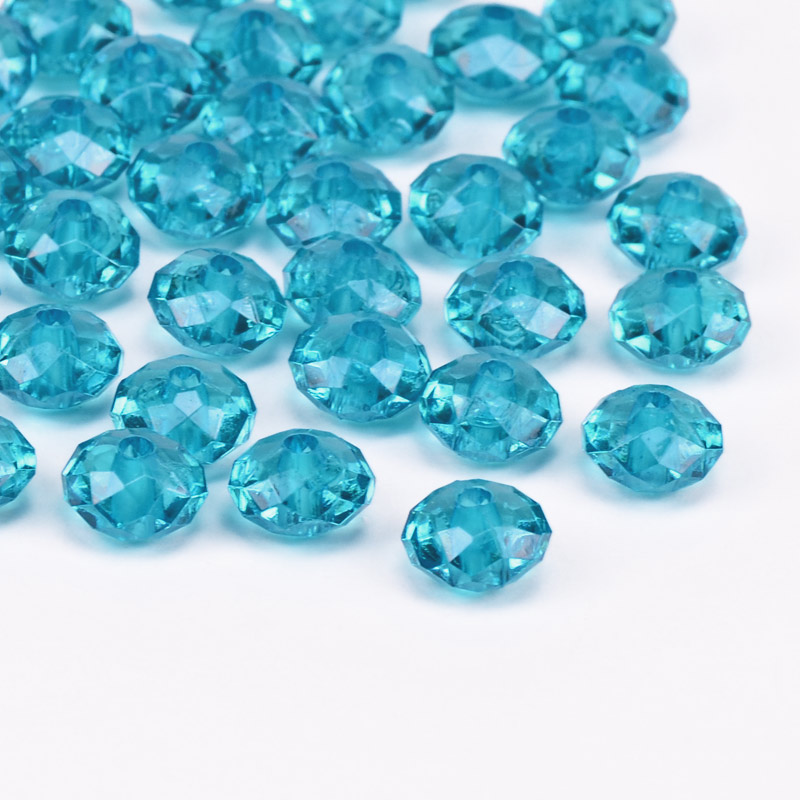 Бусины для сумок, Акриловые, Рондели, 8 мм, Бирюзовые (BUS-056140)