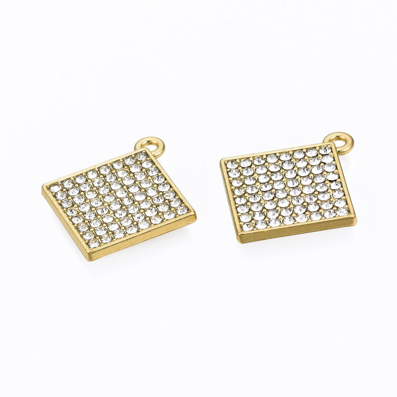 Підвіска метал. Ромб зі стразами, 23,5 х20,5 мм, Золото (POD-054761)