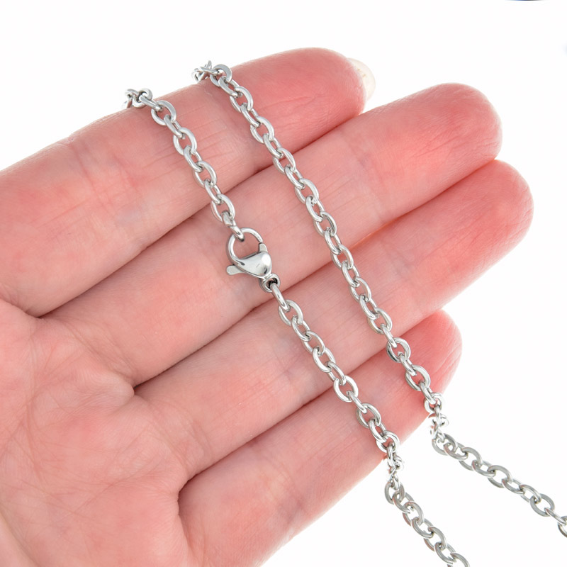 Основа на шию з нерж. ст., Темне срібло, 3 мм, 70 см (STL-049590)