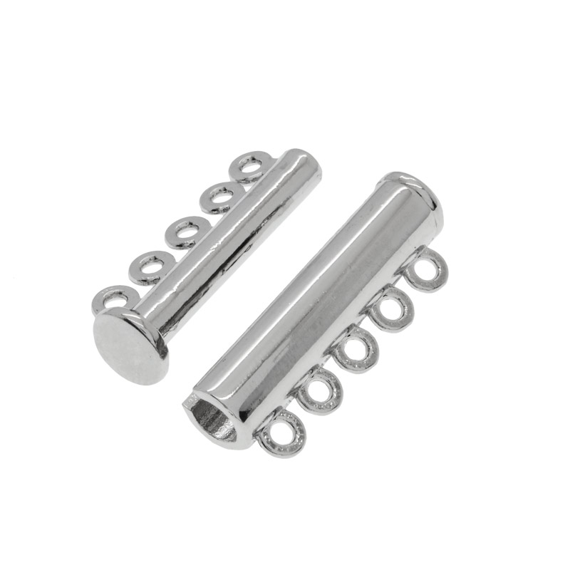 Магнитный замок-слайдер на 5 нитей, Темное серебро, 31х13,5х7,5 мм (ZAM-053079)