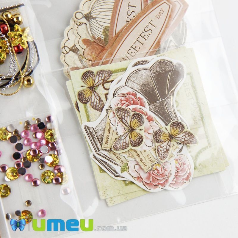 Набір скрапбукінгу для виготовлення 6-ти міні-листівок з конвертами (DIF-032719)