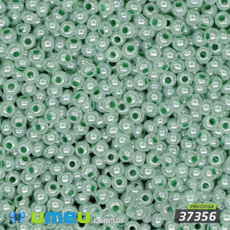 Бісер чеський №524 / 37356, Зелений блідий, Перламутровий, 10/0 (BIS-003853)