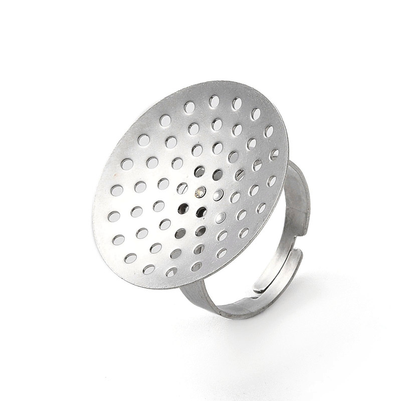 Кільце з нерж. сталі з ситечком 25 мм, Темне срібло (OSN-060523)