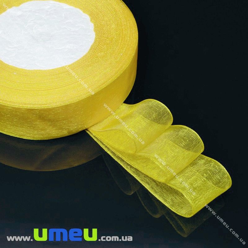 Лента из органзы, 20 мм, Желтая (LEN-019707)