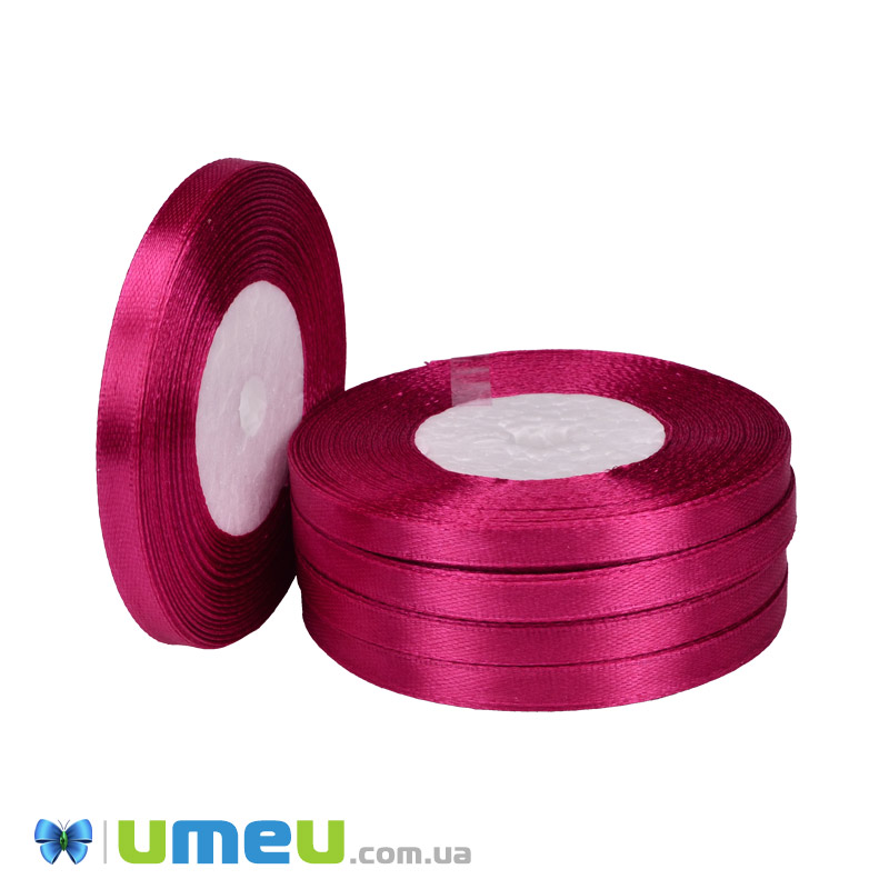 Атласна стрічка, 6 мм, Малинова (LEN-050977)