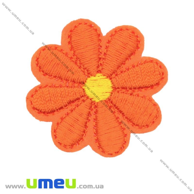 Термоаппликация Цветочек, 3,8 см, Оранжевая (APL-017430)