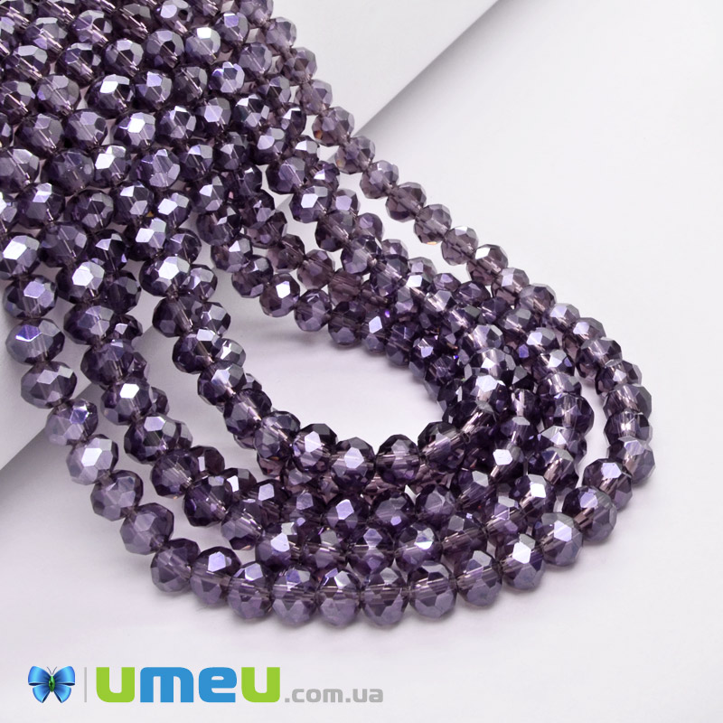 Намистини ронделі, 6х5 мм, Аметистові (BUS-049267)